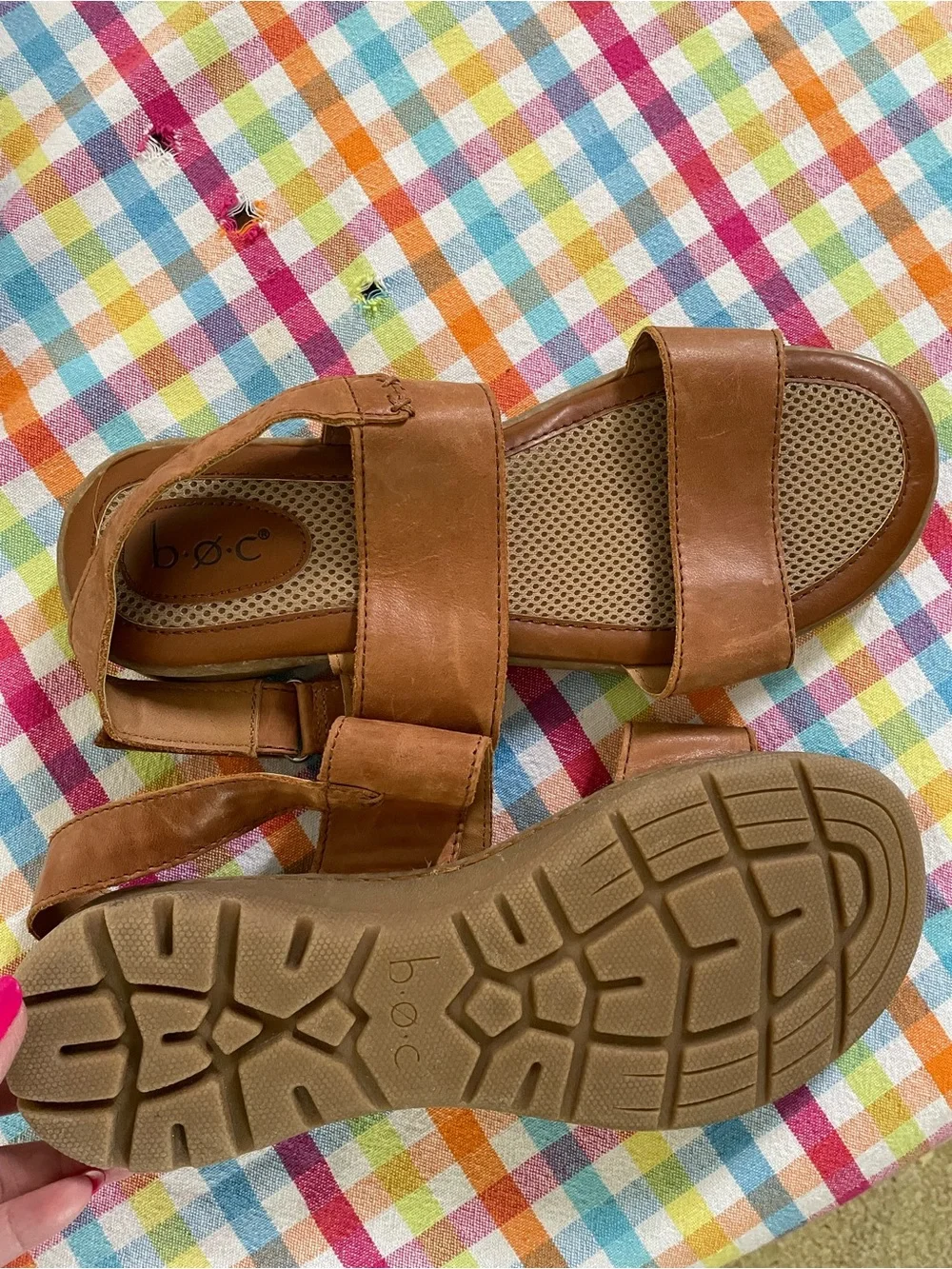 b.o.c. Tan Adjustable Strap Comfort Sandals •Sz 9